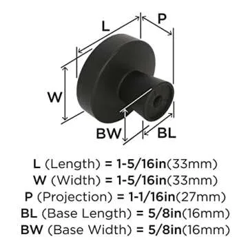 Amerock | Cabinet Knob | Black Bronze | 1-5/16 inch (33 mm) Diameter | Blackrock | 1 Pack | Drawer Knob | Cabinet Hardware