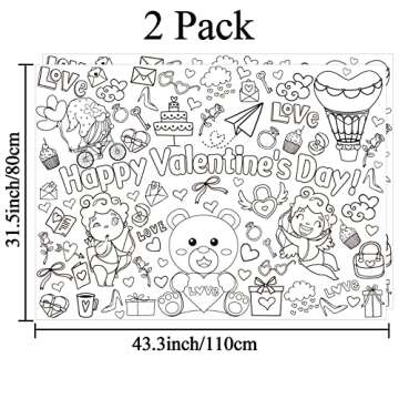 Tevxj Valentine's Day Coloring Poster for Kids Giant Coloring Poster Large Valentines Coloring Table...