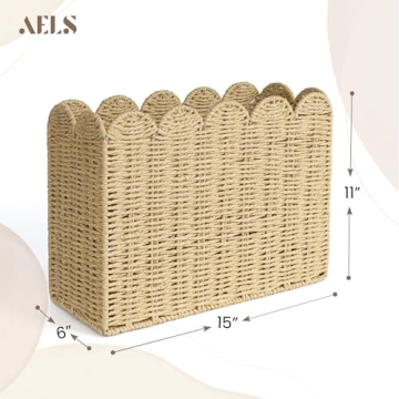 AELS Woven Natural Fibre Magazine Holder for Stylish Storage
