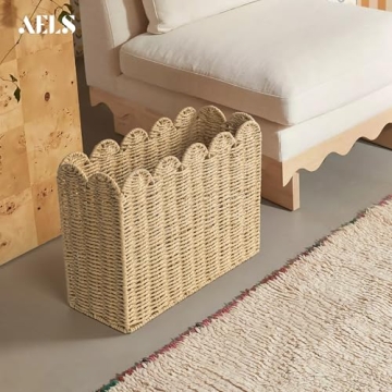 AELS Woven Natural Fibre Magazine Holder for Stylish Storage