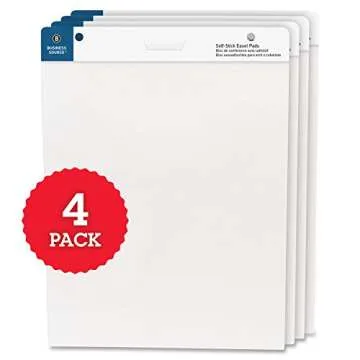 Business Source 25"x30" Self-Stick Easel Pads, 4/Pack (38592),White