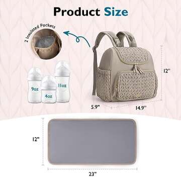 mommore Diaper Bag Small Diaper Backpack Stylish Baby Backpacks Travel Mini Maternity Bags with Insulated Pockets, Changing Pad, Stroller Straps