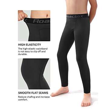 Roadbox Boys Compression Pants 2 Pack Ultra Soft Athletic Tights
