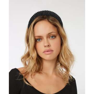 Wecoe 2pcs White Black Rhinestone Headbands Women Girls Crystal Beaded Headband Fashion Cute Bling S...