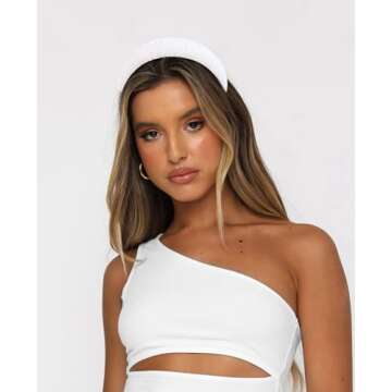 Wecoe 2pcs White Black Rhinestone Headbands Women Girls Crystal Beaded Headband Fashion Cute Bling Sparkly Diamond Padded Thick Puffy Headbands Holiday Hair Accessories For Women Girls Gifts