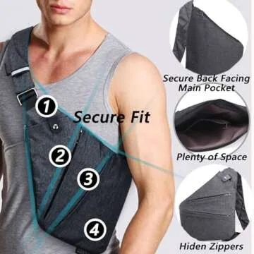 Anti Theft Travel Bag for Women Men, The Slim Carry Sling Bag, Personal Flex Travel Purses Crossbody...