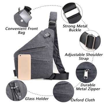 Anti Theft Travel Bag for Women Men, The Slim Carry Sling Bag, Personal Flex Travel Purses Crossbody Bags Multi Pocket