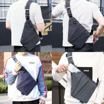 Anti Theft Travel Bag for Women Men, The Slim Carry Sling Bag, Personal Flex Travel Purses Crossbody Bags Multi Pocket