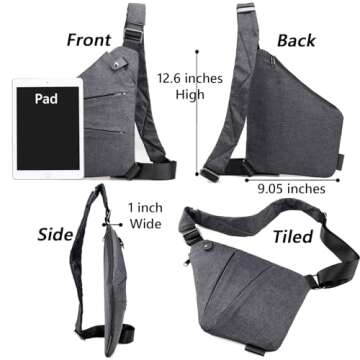 Anti Theft Travel Bag for Women Men, The Slim Carry Sling Bag, Personal Flex Travel Purses Crossbody Bags Multi Pocket