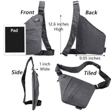 Anti Theft Travel Bag for Women Men, The Slim Carry Sling Bag, Personal Flex Travel Purses Crossbody Bags Multi Pocket