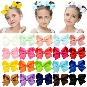 Hand-made Hair Bow Clips for Girls - 20 PC Set
