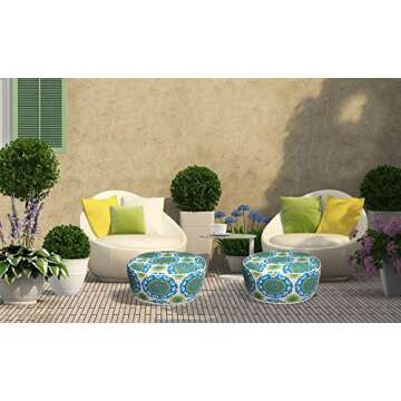 Kozyard Inflatable Ottoman Stool - Portable Round Pouf for Indoor/Outdoor Use - Perfect Small Foot R...