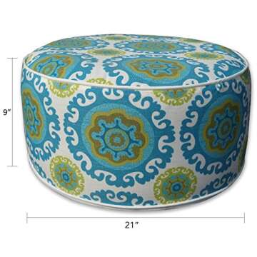 Kozyard Inflatable Ottoman Stool - Portable Round Pouf for Indoor/Outdoor Use - Perfect Small Foot Rest or Seating for Kids and Adults - Ideal for Camping or Home (Blue)