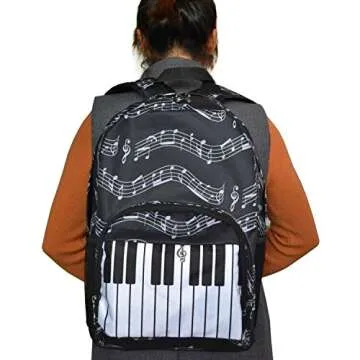 Piano Keys Music Note Backpacks,Waterproof Oxford Cloth Backpack,Outdoor/Travel Backpack for Women &...