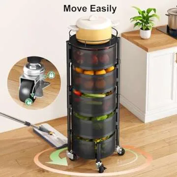 SAYZH 5 Tier Rotating Kitchen Storage Cart with Wheels