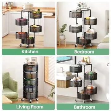 SAYZH 5 Tier Rotating Kitchen Storage Cart with Wheels