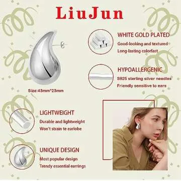 Trendy Oversize Gold Teardrop Earrings for Women