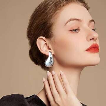 Trendy Oversize Gold Teardrop Earrings for Women
