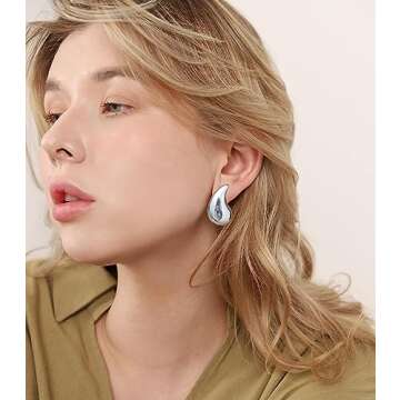 Trendy Oversize Gold Teardrop Earrings for Women