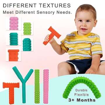 Sensory Chew Toys for Autistic Children, 4 Pack Silicone Chew Tube Teething Sticks Toys for Autism, ADHD, SPD, Chewies with Special Needs, Oral Motor Chewy Tool for Sensory Kids Chewer.