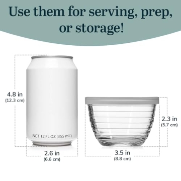 Libbey Small Glass Prep Bowl Set 8 Count - Versatile Glass Containers