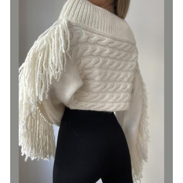 Stylish Off The Shoulder Fringe Sweater for Women