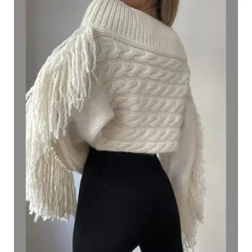 Stylish Off The Shoulder Fringe Sweater for Women