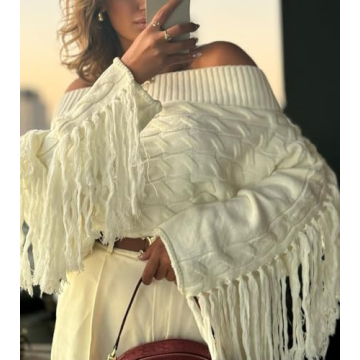 Stylish Off The Shoulder Fringe Sweater for Women