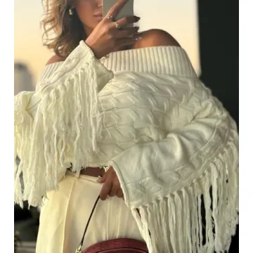 Stylish Off The Shoulder Fringe Sweater for Women