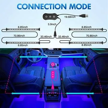 Nilight USB Interior Car Lights with App Control Light Strips