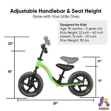 KRIDDO Toddler Balance Bike for Ages 2-5 Years