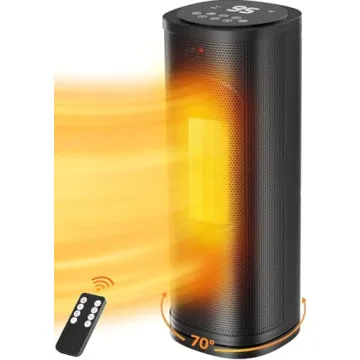 Space Heater, Portable Electric Heaters for Indoor Use with Adjustable Thermostat and Remote, 70° O...