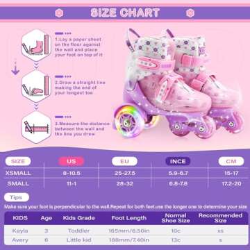 HYKID Toddler Roller Skates, 4 Adjustable Sizes, Fun Illuminating, Safety Three-Point Type, Breathab...