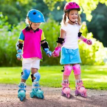HYKID Toddler Roller Skates, 4 Adjustable Sizes, Fun Illuminating, Safety Three-Point Type, Breathable Upper, Beginners' Roller Skates for Girls Boys Kids (Charming Viola, XS-Small,8-10.5)