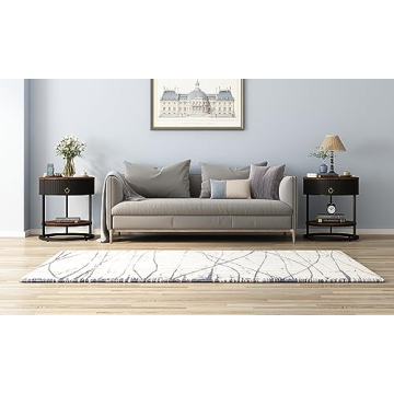 OIOG Modern Round End Table with Drawer for Every Room