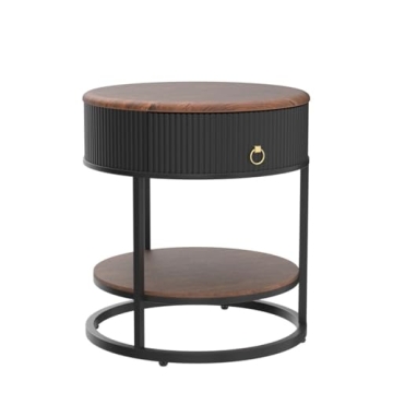 OIOG Modern Round End Table with Drawer for Every Room