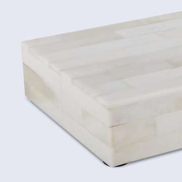 Handicrafts Home Handmade Classic Pattern Decorative Box - Storage Organizer, Decor Centrepiece, Memory Keepsakes, Home Decor - Boho Style Treasure Box, Multipurpose Gift - White Bone Inlay, 5x7x1.5