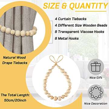 Wood Bead Curtain Tiebacks for Stylish Home Decor