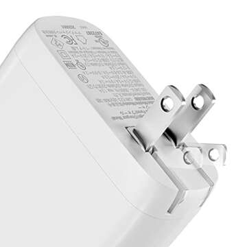 Amazon Basics 68W Two-Port GaN Wall Charger with 1 USB-C (60W) & 1 USB-A Ports (18W) with PD for Laptops, Tablets & Phones (iPhone 16/15/14/13/12/11/X, iPad, MacPro, Samsung, and more), Non-PPS, White