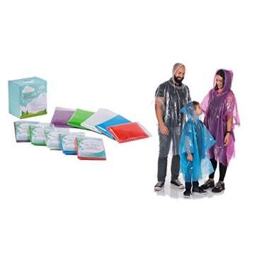 Clear Harbour Emergency Disposable Poncho Family Pack | Thick Reusable .03mm PE Plastic Rain Ponchos...