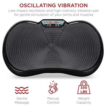 Best Choice Products Vibration Plate Exercise Machine Full Body Fitness Platform for Weight Loss & Toning w/Resistance Bands, 10 Preset Workouts, Remote Control - Black