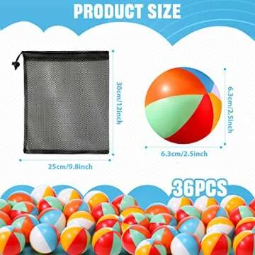 Hungdao 36 Pcs Beach Stress Balls 2.5 Inch Mini Relief Stress Ball Rainbow Beach Swimming Pool Game Toy Foam Sports Toys with Storage Bag for Summer Birthday Party Favor