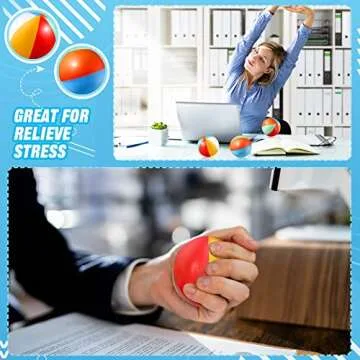 Hungdao 36 Pcs Beach Stress Balls 2.5 Inch Mini Relief Stress Ball Rainbow Beach Swimming Pool Game Toy Foam Sports Toys with Storage Bag for Summer Birthday Party Favor