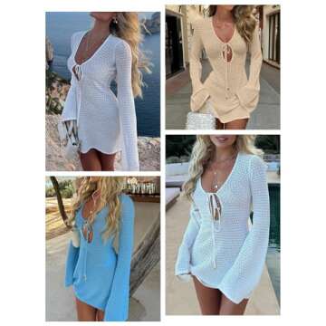 ANRABESS Womens Swimsuit Crochet Swim Cover Up Beach Dress for Summer
