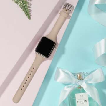 Laffav Slim Band Compatible with Apple Watch 40mm 38mm 41mm 44mm 42mm 45mm 46mm 49mm for Women Men, ...