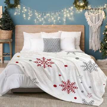 Galoker Christmas Throw Blanket Snowflake Couch Blanket Super Soft Flannel Throw Blanket Winter Plus...