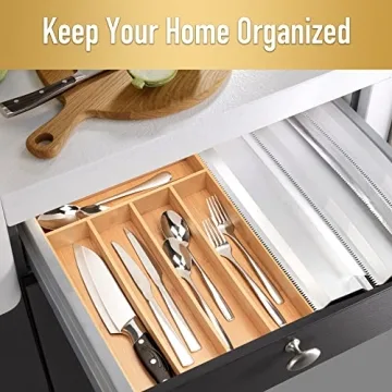 Organize Kitchen Utensils with Besilord Bamboo Organizer