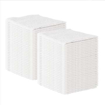Arkwright TT60 Terry Cloth Towels for Cleaning - (Pack of 60) 100% Cotton Washable Heavy Duty Bar Mop, Absorbent & Quick Drying, Bag of Rags for Kitchen, Auto Shop, and Garage, 14 x 17 in, White