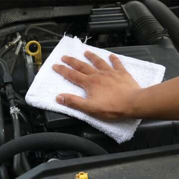 Arkwright TT60 Terry Cloth Towels for Cleaning - (Pack of 60) 100% Cotton Washable Heavy Duty Bar Mop, Absorbent & Quick Drying, Bag of Rags for Kitchen, Auto Shop, and Garage, 14 x 17 in, White