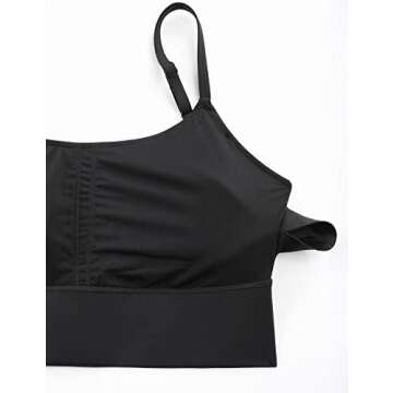CRZ YOGA Adjustable Longline Sports Bra for Women - V Back Wireless Workout Padded Yoga Camisole Cropped Tank Tops Black Medium